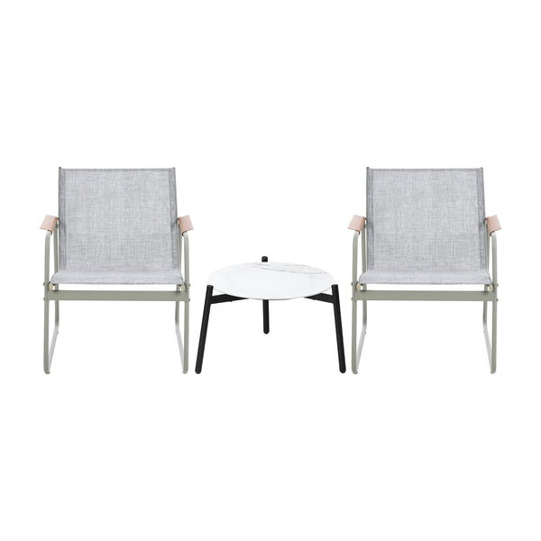 Livsip 3PCS Outdoor Bistro Set Textilene Chairs 50cm Coffee Table White - product image 3