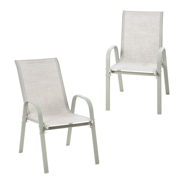Livsip 2x Outdoor Stackable Patio Dining Chairs Bistro Set Beige