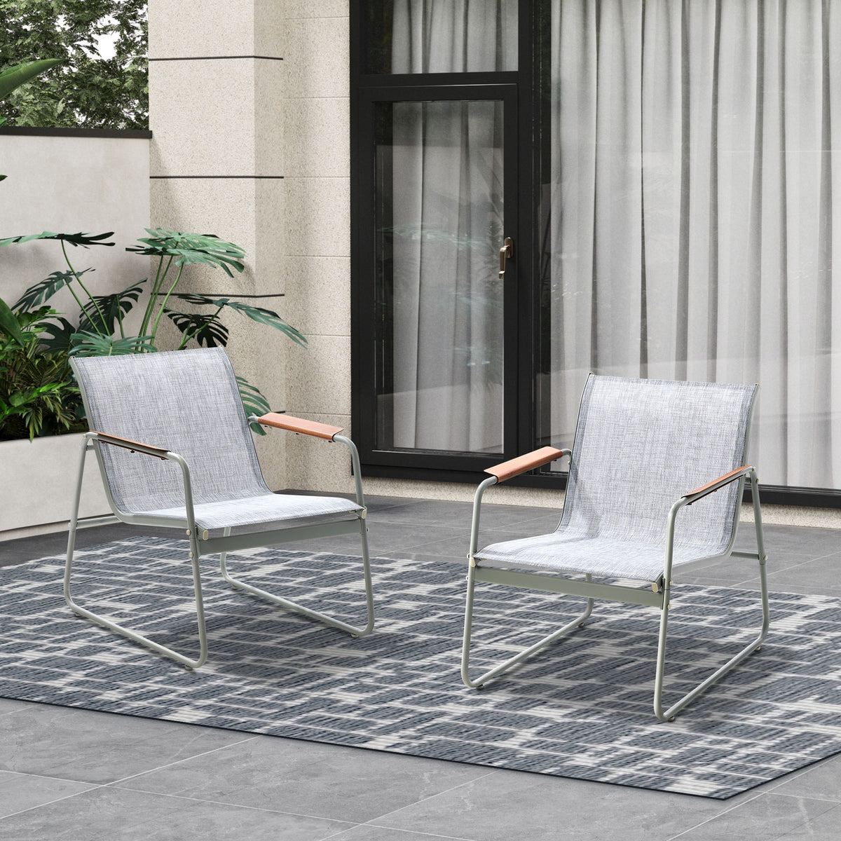Livsip 2x Outdoor Textilene Armchairs Patio Garden Lounge Chairs Grey - product image 1