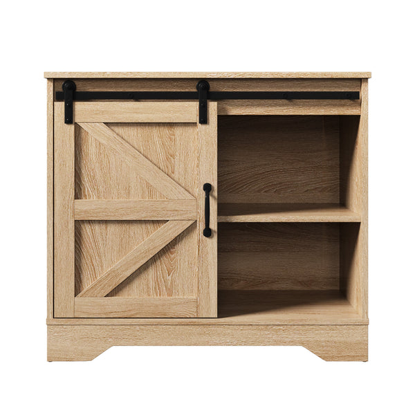 Oikiture Sliding Doors Buffet Sideboard - Natural