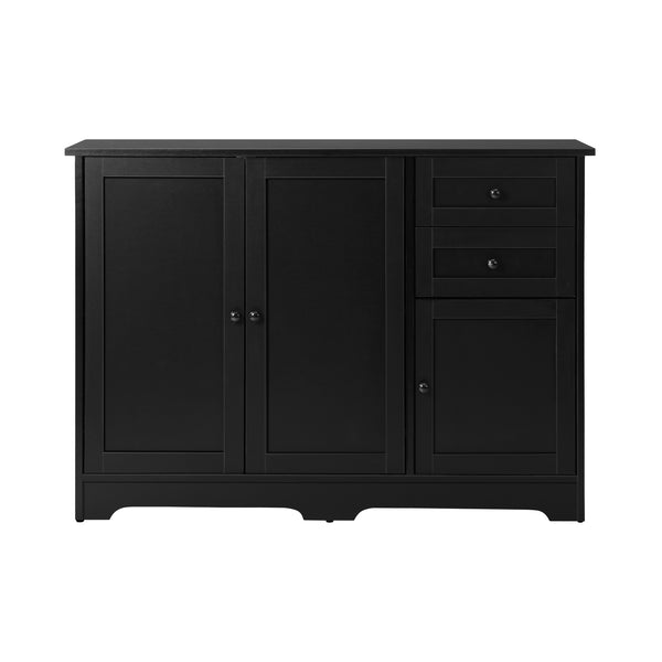 Oikiture Buffet Sideboard 2 Drawers and 3 Doors - Black