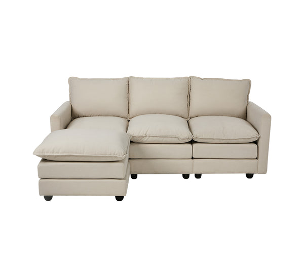 Oikiture 3-Seater Sofa with Ottoman - Beige