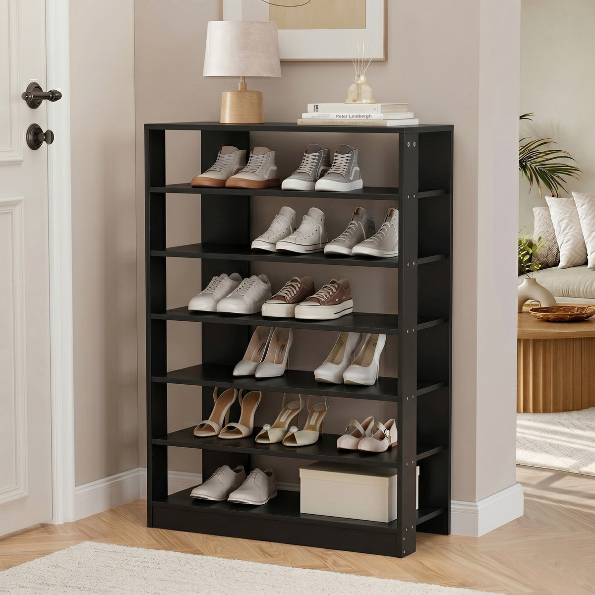 Oikiture 7-Tier Shoe Rack Storage Cabinet Organiser Black - product image 1