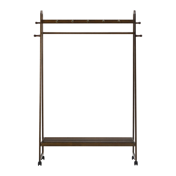 Oikiture Bamboo Clothes Rack with Hanging Rail - Default Title