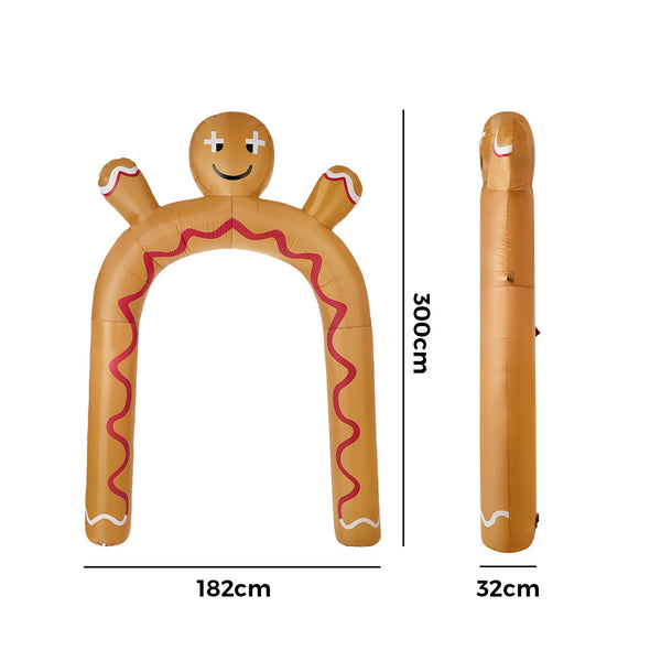 Tinseltown 3M Christmas Inflatable Archway Gingerbread Man Arch Xmas LED Lights
