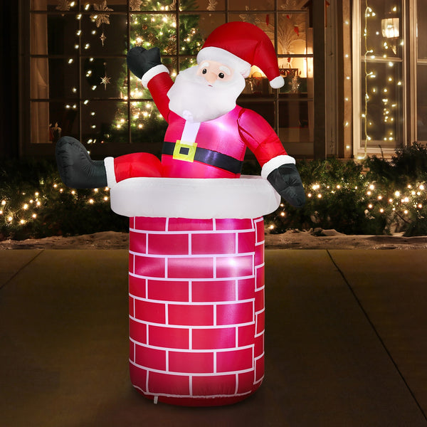 Tinseltown 1.8M Christmas Inflatable Santa Chimney LED Lights Outdoor Decoration