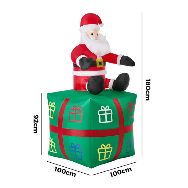 Tinseltown 1.8M Christmas Inflatable Santa Gift Box LED Light Outdoor Decor