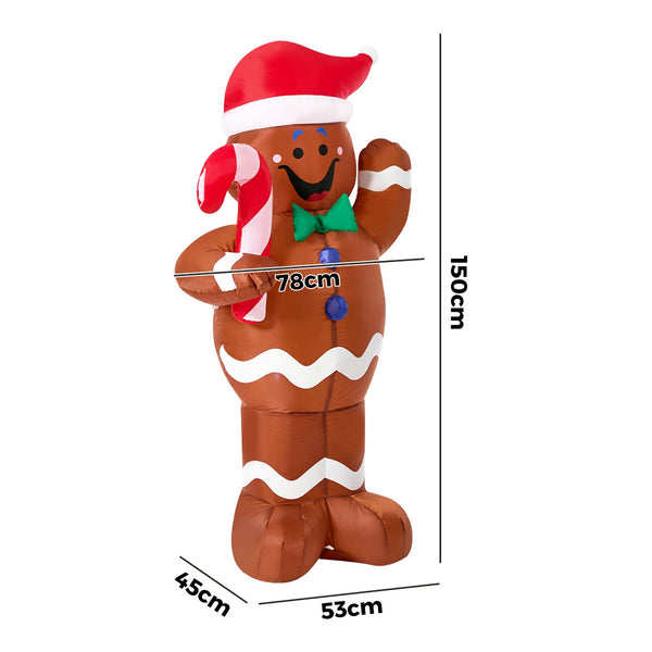 Tinseltown 1.5M Christmas Inflatable Gingerbread Man LED Light Party Decor