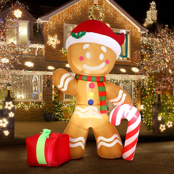 Tinseltown 2.4M Christmas Inflatable Gingerbread Man LED Lights Outdoor Decor