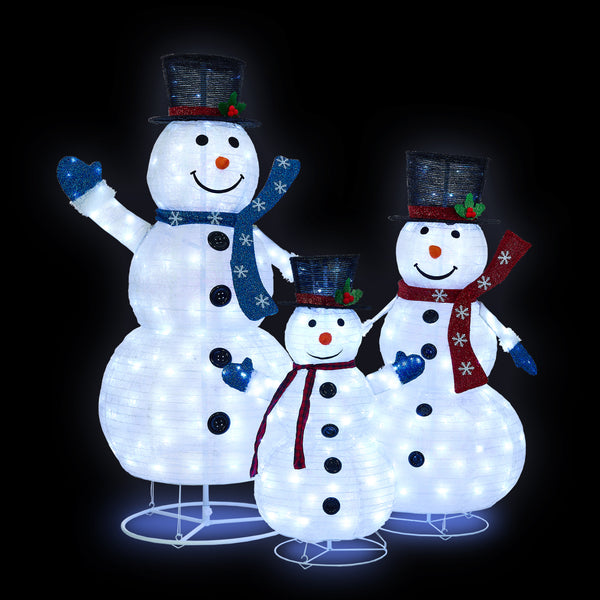 Tinseltown 3D Christmas LED Lights Set of 3 Snowmen Outdoor Xmas Decor Metal
