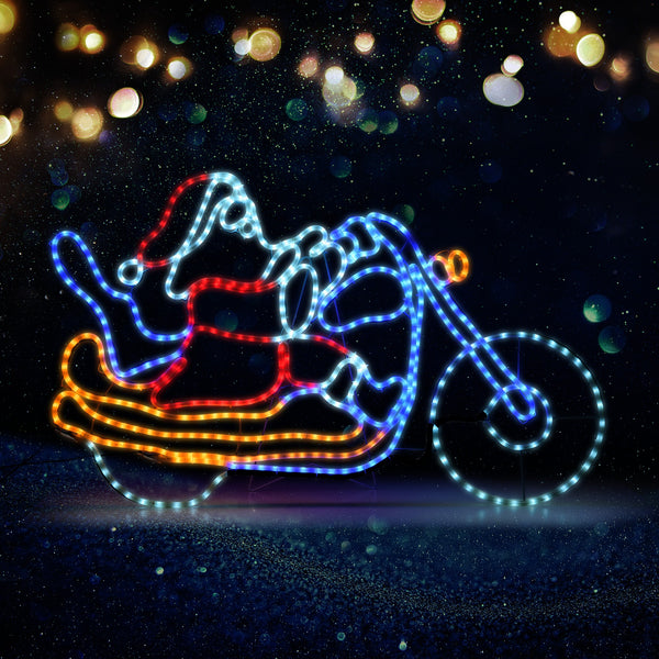 Tinseltown Christmas Lights Santa Motorbike LED Rope Lights Motifs Display