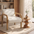 Oikiture Fabric Accent Armchair - Steel Timber Looking Legs