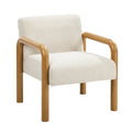 Oikiture Armchair Fabric Accent Chair Lounge Sofa Timber Look Legs - Natural / 1