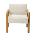 Oikiture Armchair Fabric Accent Chair Lounge Sofa Timber Look Legs - Natural / 1