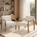 Oikiture Fabric Accent Armchair - Steel Timber Looking Legs