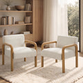 Oikiture Armchair Fabric Accent Chair Lounge Sofa Timber Look Legs - Natural / 2