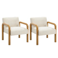 Oikiture Armchair Fabric Accent Chair Lounge Sofa Timber Look Legs - Natural / 2