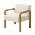 Oikiture Armchair Fabric Accent Chair Lounge Sofa Timber Look Legs - Natural / 2