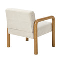 Oikiture Armchair Fabric Accent Chair Lounge Sofa Timber Look Legs - Natural / 2