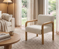 Oikiture Armchair Fabric Accent Chair Lounge Sofa Timber Look Legs - Natural / 2