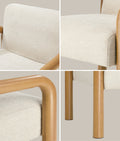 Oikiture Armchair Fabric Accent Chair Lounge Sofa Timber Look Legs - Natural / 2