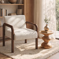 Oikiture Armchair Fabric Accent Chair Lounge Sofa Timber Look Legs - Walnut / 1