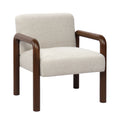 Oikiture Armchair Fabric Accent Chair Lounge Sofa Timber Look Legs - Walnut / 1