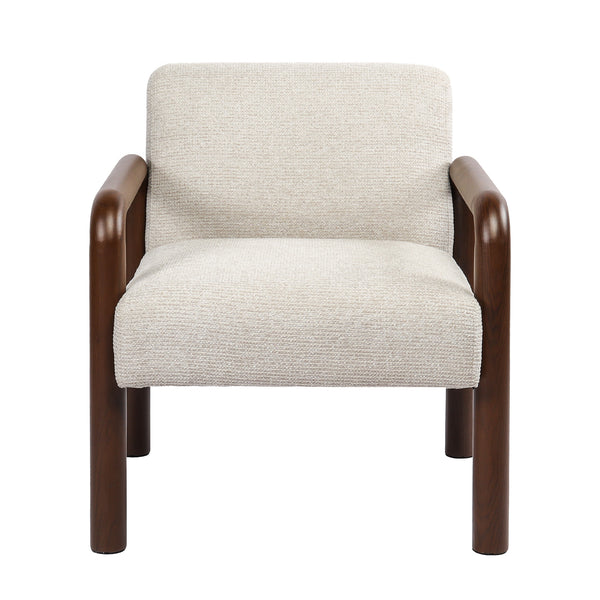 Oikiture Armchair Fabric Accent Chair Lounge Sofa Timber Look Legs - Walnut / 1