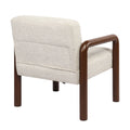 Oikiture Armchair Fabric Accent Chair Lounge Sofa Timber Look Legs - Walnut / 1