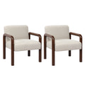 Oikiture Armchair Fabric Accent Chair Lounge Sofa Timber Look Legs - Walnut / 2
