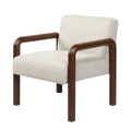 Oikiture Armchair Fabric Accent Chair Lounge Sofa Timber Look Legs - Walnut / 2