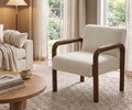 Oikiture Armchair Fabric Accent Chair Lounge Sofa Timber Look Legs - Walnut / 2
