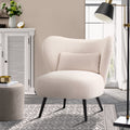 Oikiture Corduroy Velvet Armchair - Beige