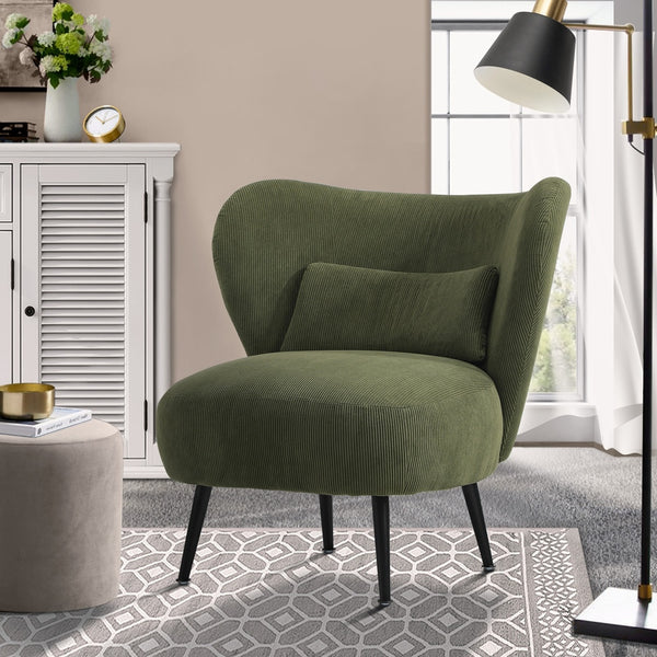 Oikiture Corduroy Velvet Lounge Chair - Green
