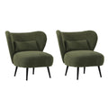 Oikiture Corduroy Velvet Armchair - Green