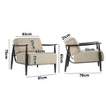 Oikiture Wooden Armchair Lounge Sofa Chair Fabric Accent Armchairs - Beige / 1