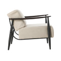 Oikiture Wooden Armchair Lounge Sofa Chair Fabric Accent Armchairs - Beige / 1