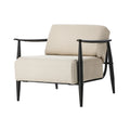 Oikiture Wooden Armchair Lounge Sofa Chair Fabric Accent Armchairs - Beige / 2