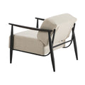 Oikiture Wooden Armchair Lounge Sofa Chair Fabric Accent Armchairs - Beige / 2