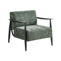 Oikiture Wooden Armchair Lounge Sofa Chair Fabric Accent Armchairs - Green / 1