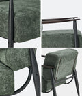 Oikiture Wooden Armchair Lounge Sofa Chair Fabric Accent Armchairs - Green / 1