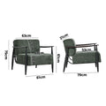 Oikiture Wooden Armchair Lounge Sofa Chair Fabric Accent Armchairs - Green / 2