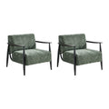 Oikiture Wooden Armchair Lounge Sofa Chair Fabric Accent Armchairs - Green / 2