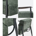 Oikiture Wooden Armchair Lounge Sofa Chair Fabric Accent Armchairs - Green / 2