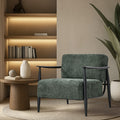 Oikiture Wooden Armchair Lounge Sofa Chair Fabric Accent Armchairs - Green / 2