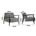 Oikiture Wooden Armchair Lounge Sofa Chair Fabric Accent Armchairs - Grey / 1