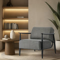 Oikiture Wooden Armchair Lounge Sofa Chair Fabric Accent Armchairs - Grey / 1