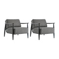Oikiture Wooden Armchair Lounge Sofa Chair Fabric Accent Armchairs - Grey / 2
