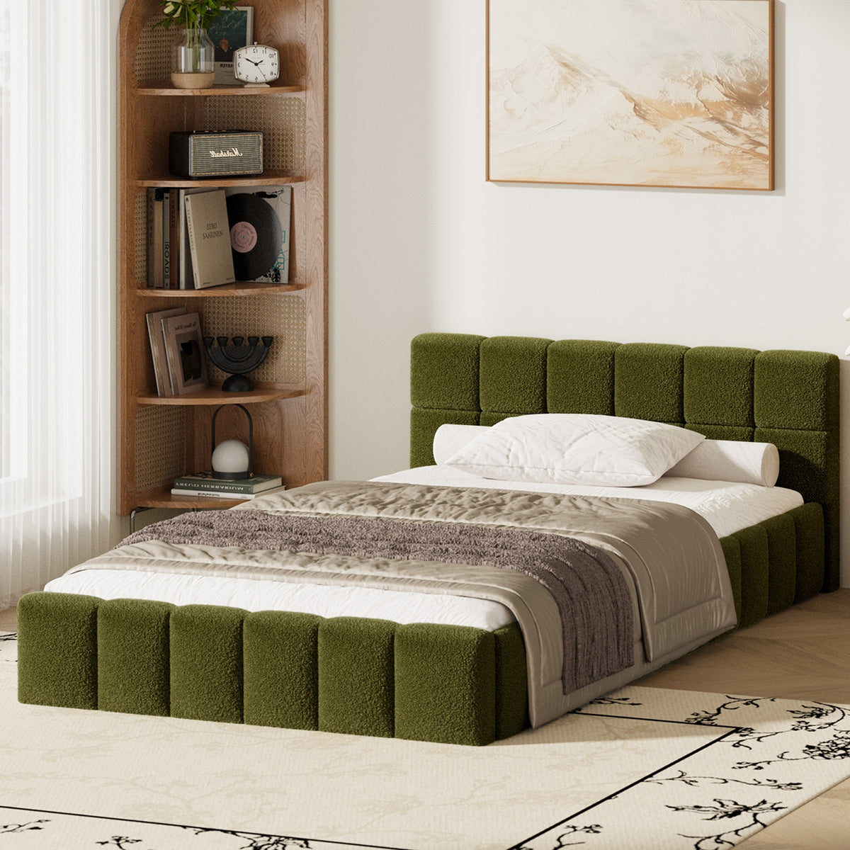 Oikiture Boucle Bed Frame - King Single