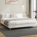 Oikiture White Boucle Bed Frame - King